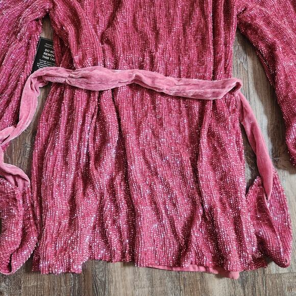Retrofete Gabrielle Robe Dress in Pastel Pink Sequins Size Small NWT Long Sleeve - Picture 9 of 12